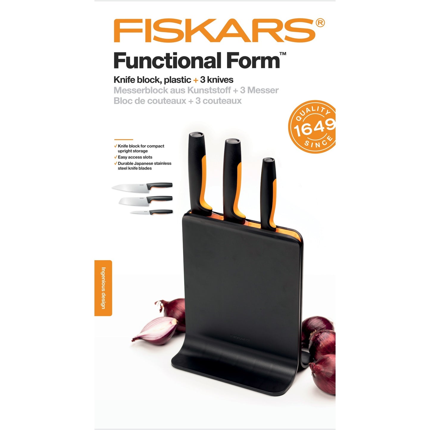 Fiskars Functional Form Ceppo di coltelli in plastica con 3 coltelli