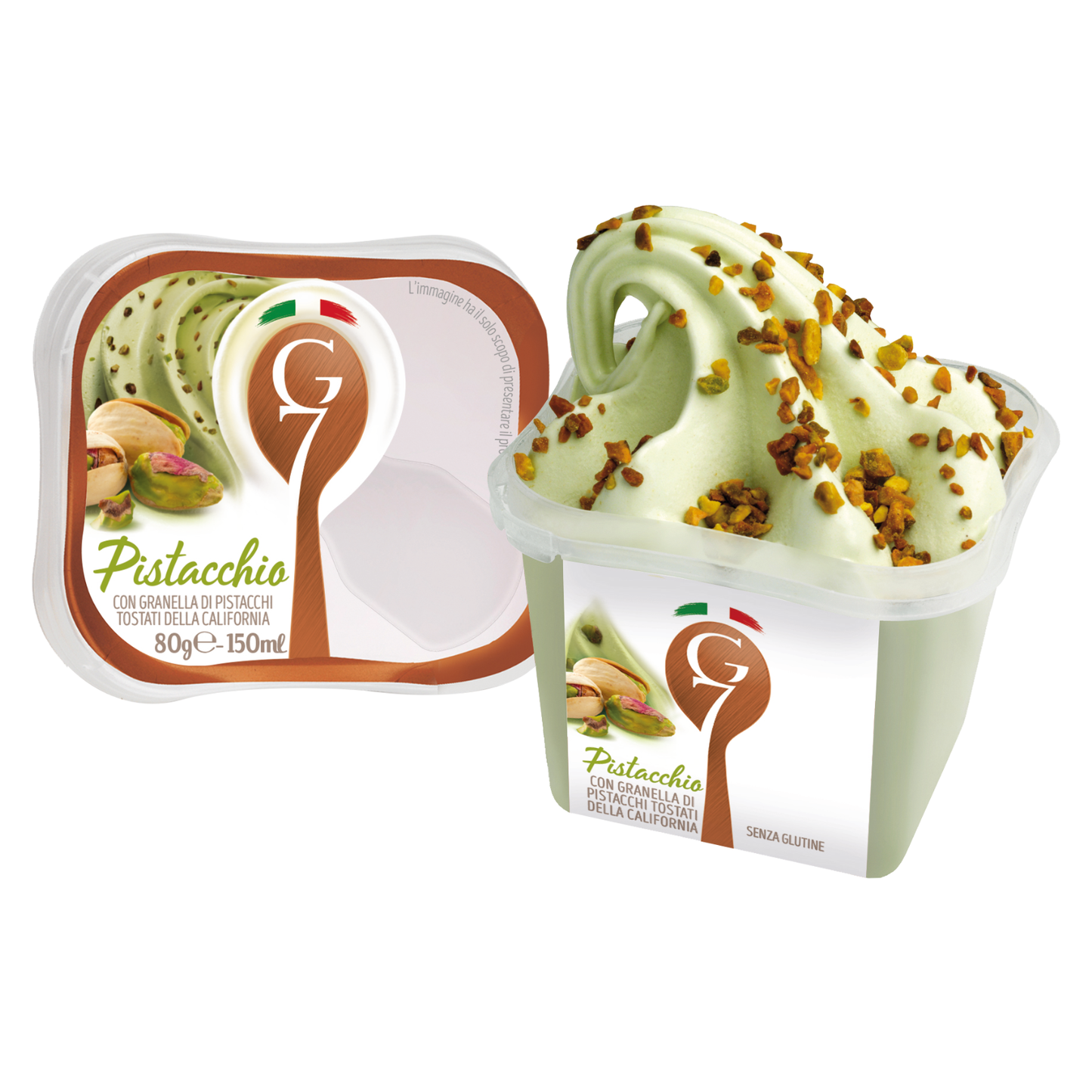 Vaso de helado italiano G7 de pistacho (12x 150 ml)