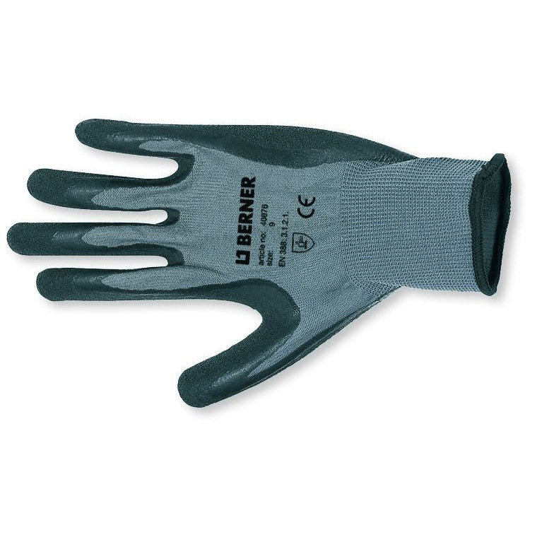 Bernese Work Glove B-Grip Tamaño de látex 8 Cat.2 Negro-gris