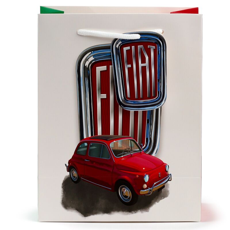 Fiat 500 retro rojo blanco - bolsa de regalo medio