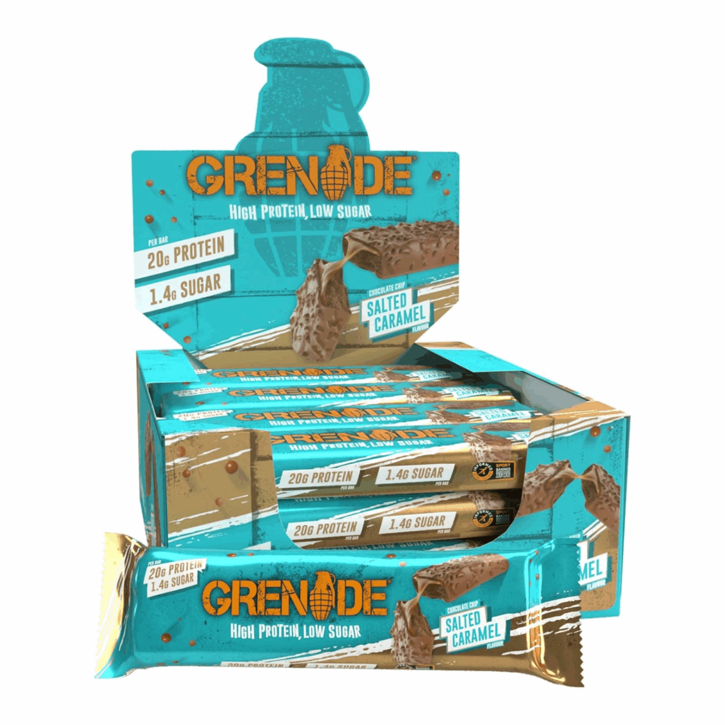 Granada caramelo salado con chispas de chocolate (12x60gr)