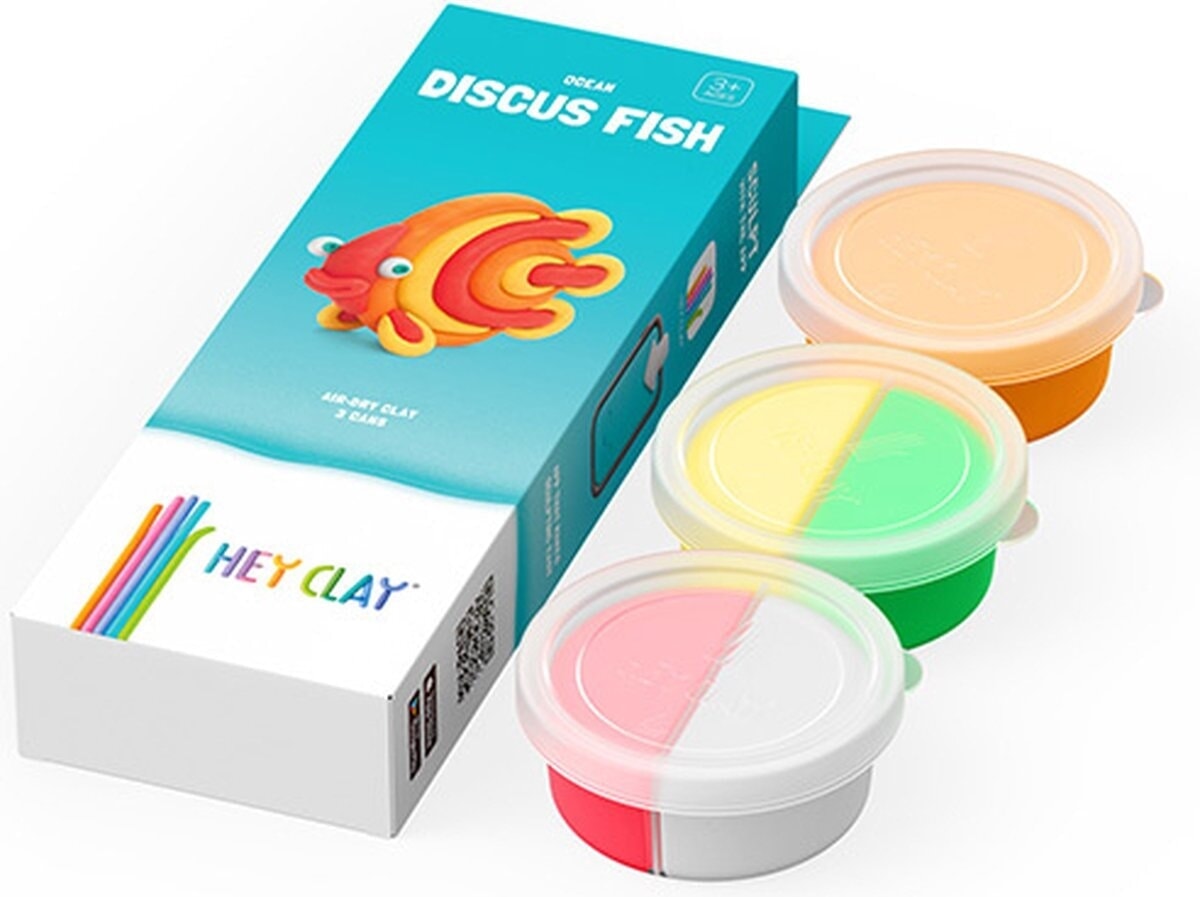 Hey-clay pez disco oceánico 3 latas de plastilina