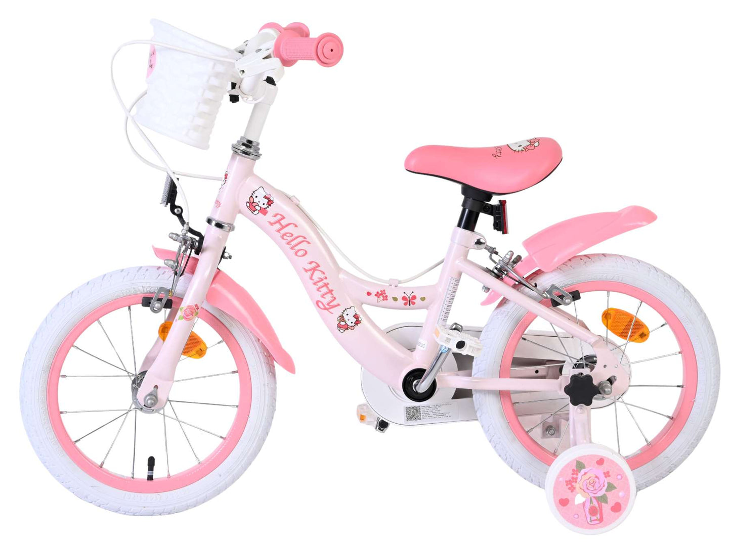 Bicicleta infantil hello kitty - niña - 14 pulgadas - rosa - dos frenos de mano