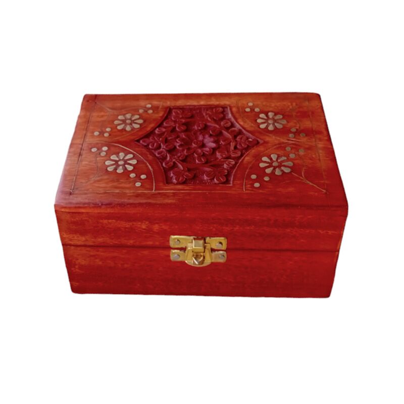 Scatola di olio essenziale in legno di mango (per 12 bottiglie - design 2)