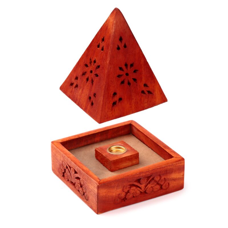 Mango Wood Pyramid Inciense Soportes Kegels Flower Frame