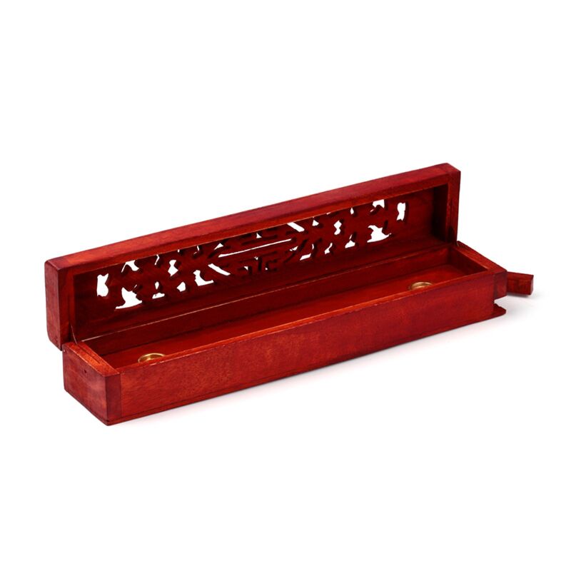 Caja de soporte de incienso de madera de mango