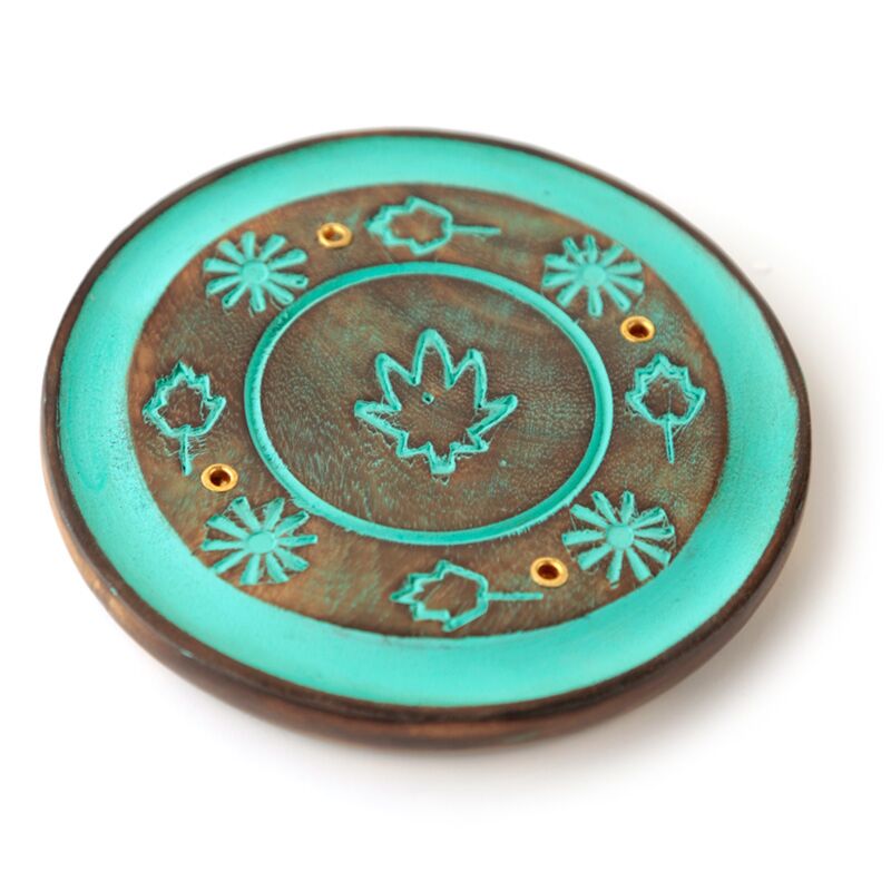Mango Wood Green hoja redonda de incienso