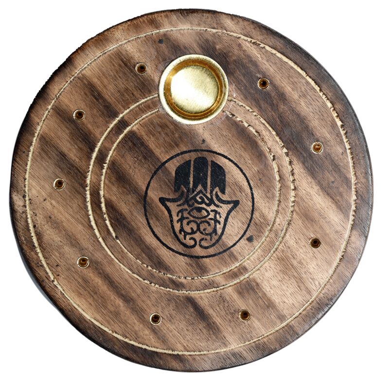 Supporto per incenso Hamsa in legno di mango
