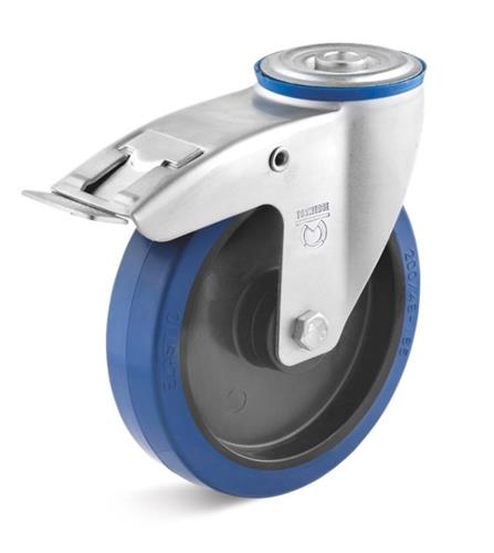 Ruota girevole Torwegge con freno blu ø200 in plastica