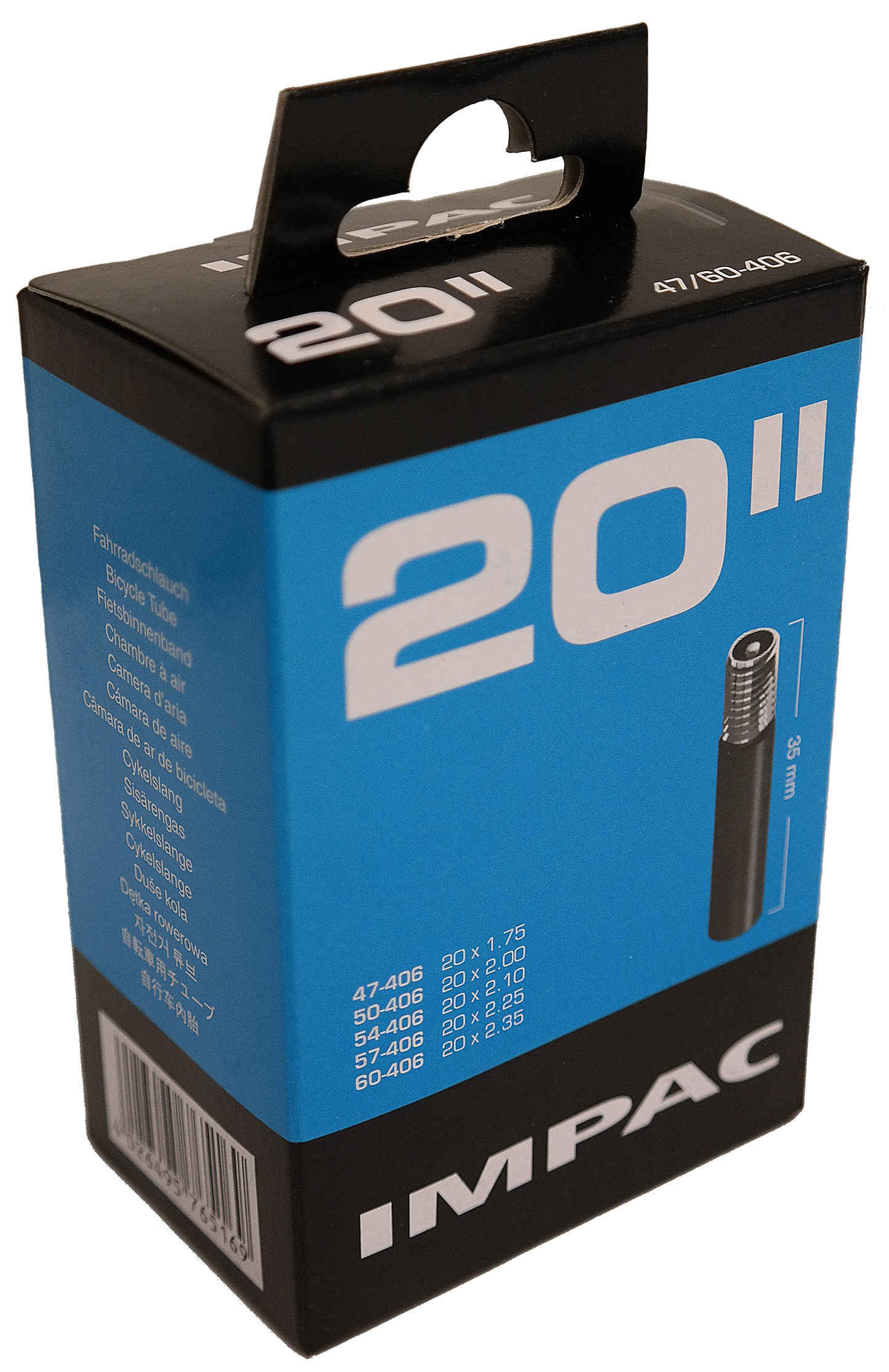 Impac Binnenband (by Schwalbe) AV20 20x1.75 ETRTO 40 60-406 Ventiel: auto schraderventiel 35mm