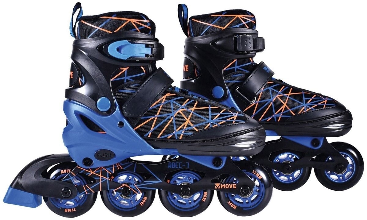 Pattini in linea Move: strisce nero blu (562410) misura 38 41