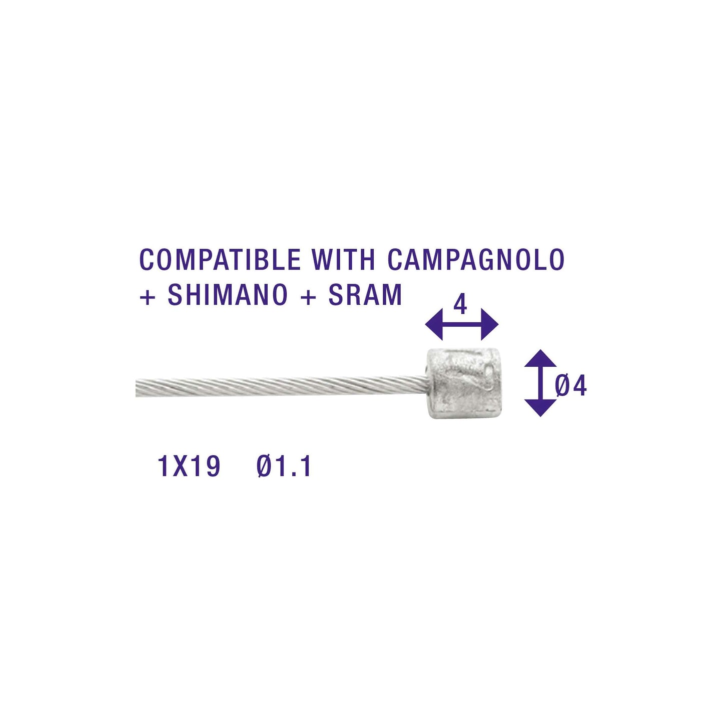 Switch inner cable Elvedes 2250mm stainless steel slick Ø1.1mm Shimano SRAM N-Nippel (on map)