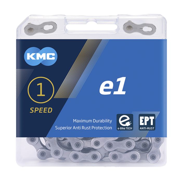 Cadena de bicicleta KMC E1 EPT 110 enlaces, 1 2 x 3 32, plata, 306g