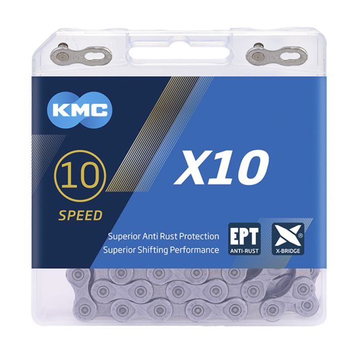 Cadena de bicicletas KMC X10 EPT 114, 10 velocidades, 5.88 mm, plata