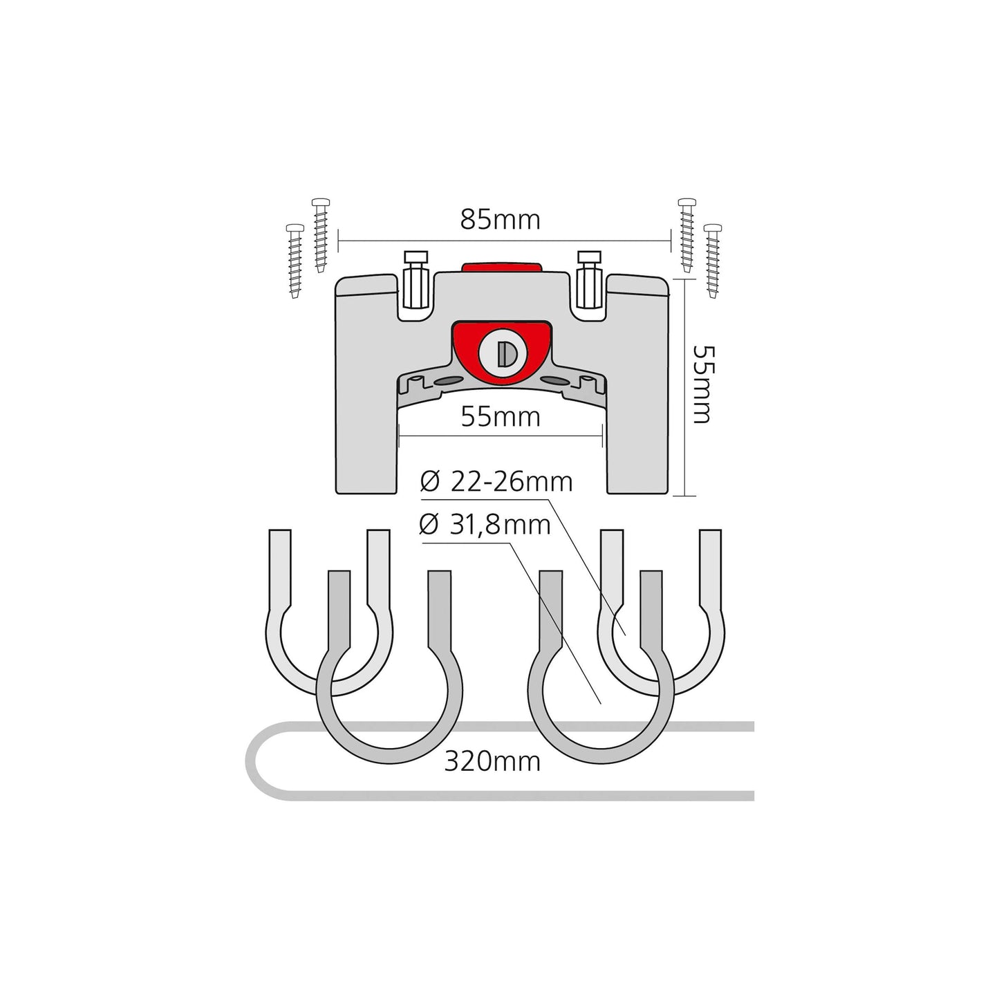 Klickfix steering adapter Universal with lock black