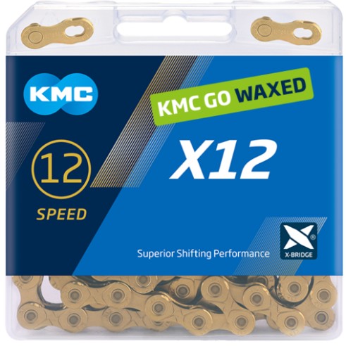 Cadena kmc x12 12v 126l encerada ti-n oro