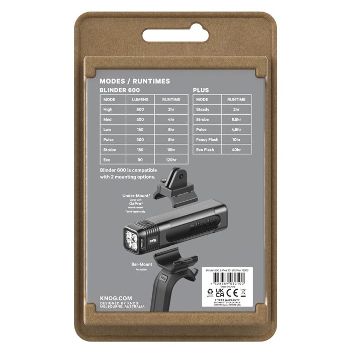 Knog blinder pro 600 plus posteriore - nero