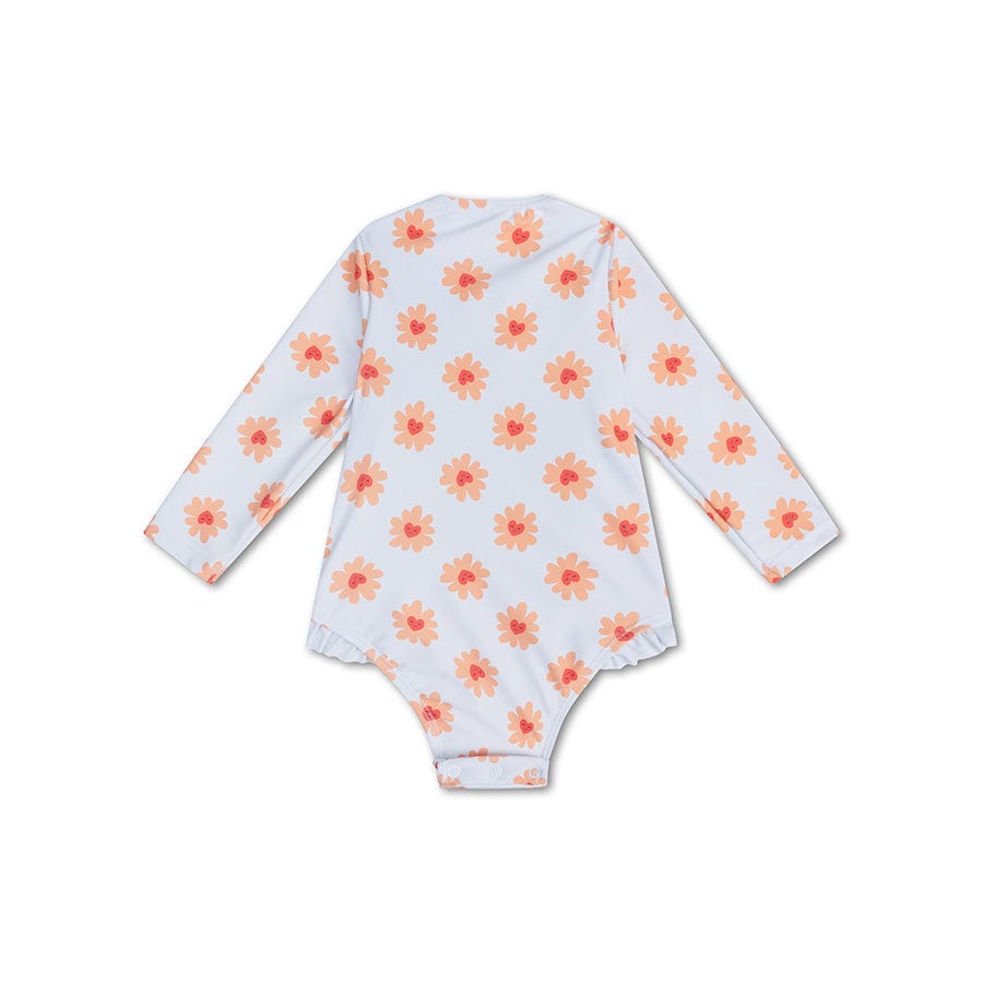 Amor floral | Traje de baño UV de chicas múltiples con mangas largas