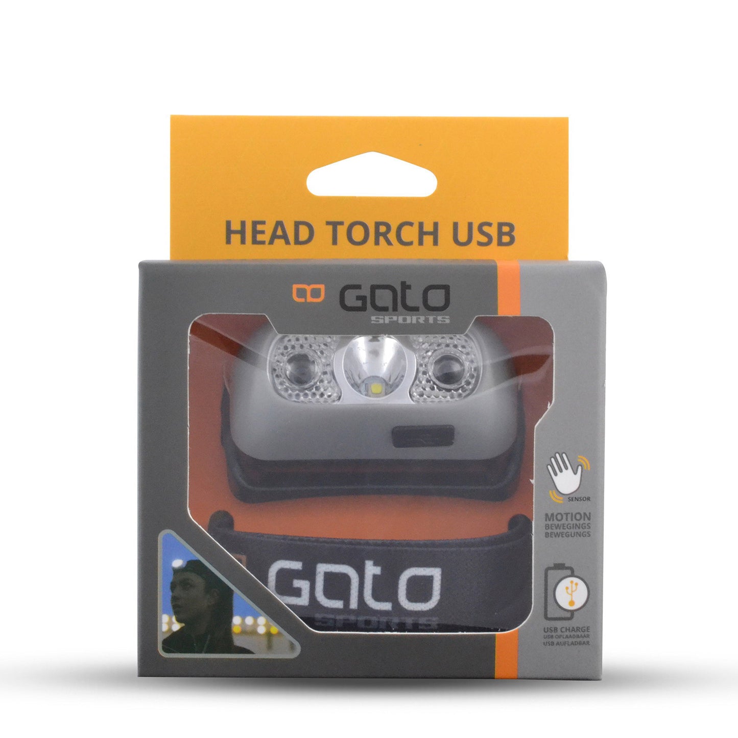 Lámpara de casco principal USB gris único