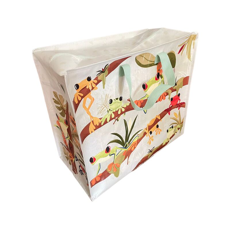 Borsa portabiancheria con rane tropicali con cerniera