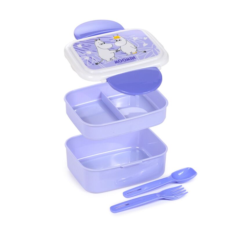 Moomin Lila Clip Bento Box Box Box con posate