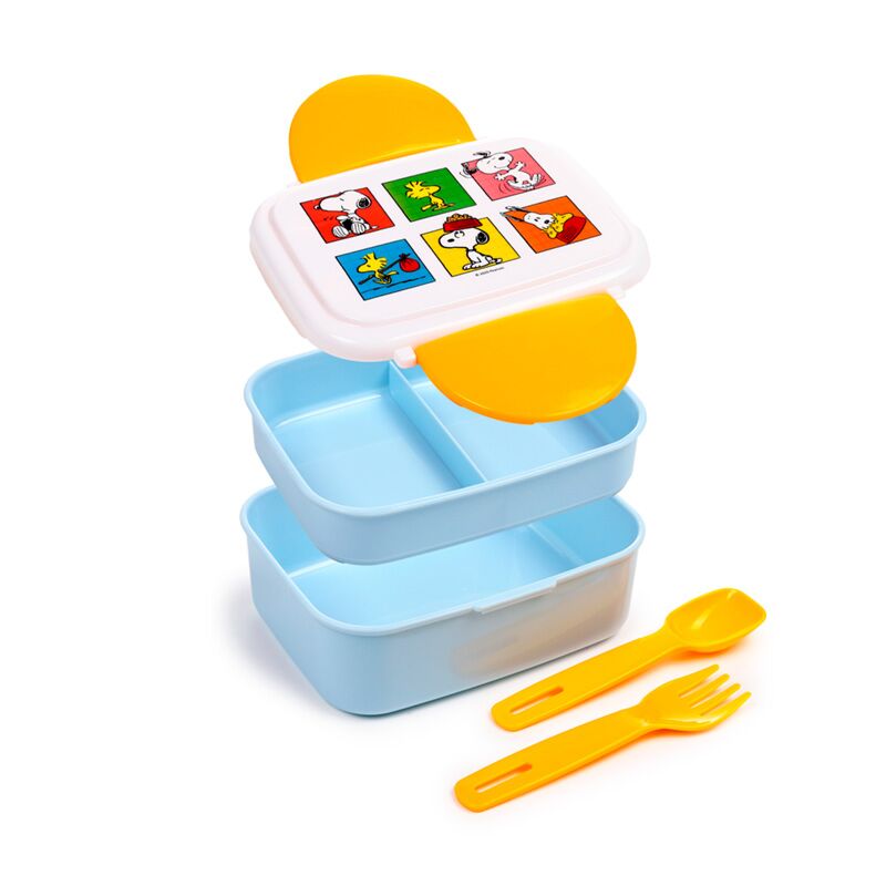Peanuts snoopy woodstock clip bento box lonchera cubiertos
