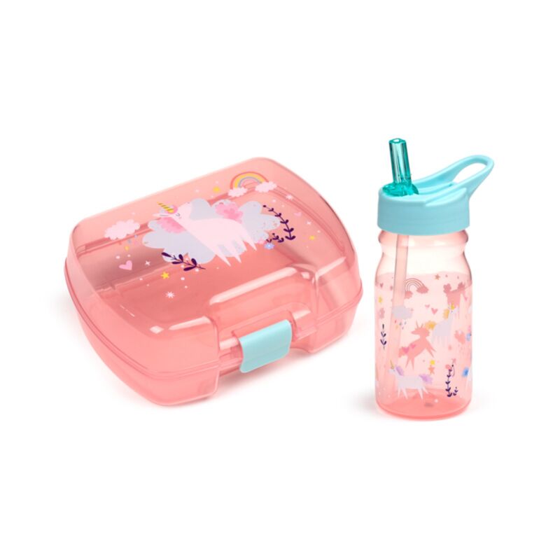 Set di bottiglie per bere con unicorno magic lunch box