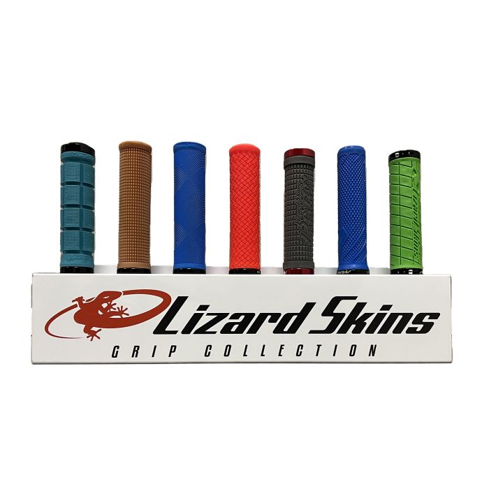 Expositor pop de aluminio con agarre de piel de lagarto