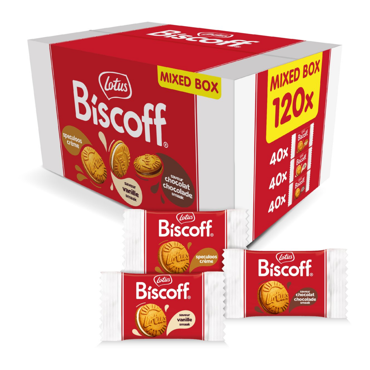Lotus biscoff scatola di mix di biscotti sandwich (120 pezzi)