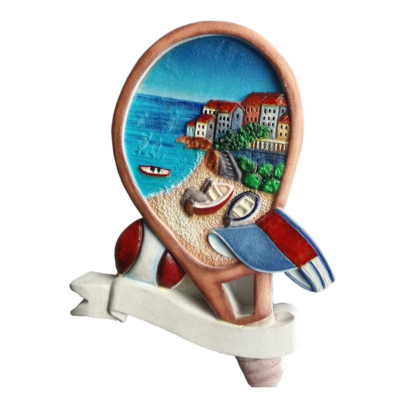 Scena della spiaggia a forma di tennis Sea Beach Souvenir Magnet