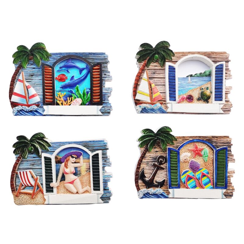 Panorama de ventana 3d Sea Beach Souvenir Magnet