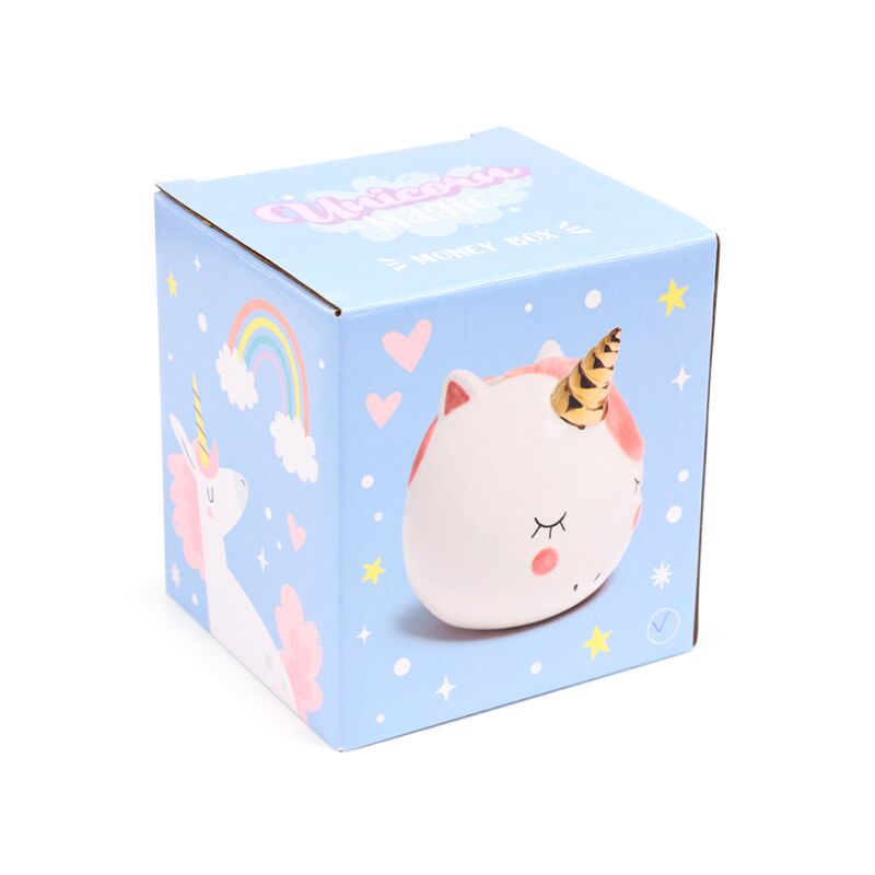 Piggy Bank White Unicorno arcobaleno incantato