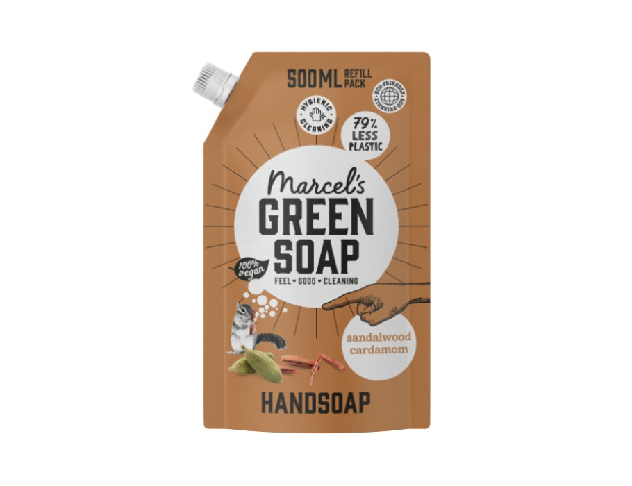 Marcels jabón verde jabón sandelhout kardemom 500ml navulzak