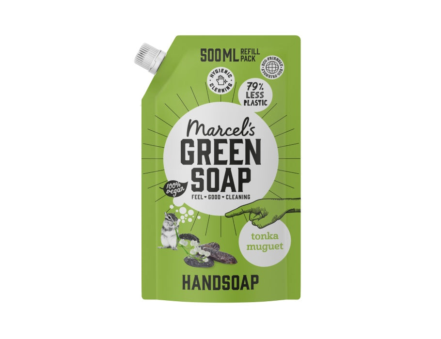 Marcels Green Sapone sapone sapone Tonka Muguet 500ml Navulzak