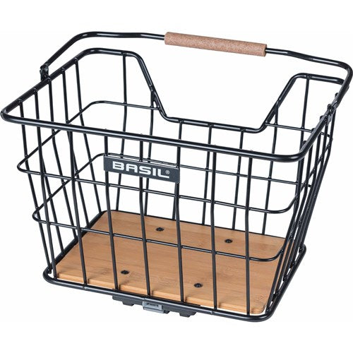 Basil Nordland - Bicicleta Basket Mik - Frente o en la parte posterior - Negro Natural Brown