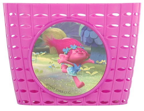 Trolls de canasta de bicicleta rosa
