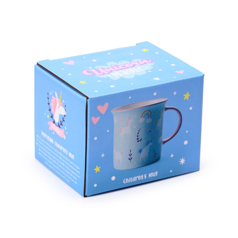 Taza de porcelana mágica borde fino Unicornio