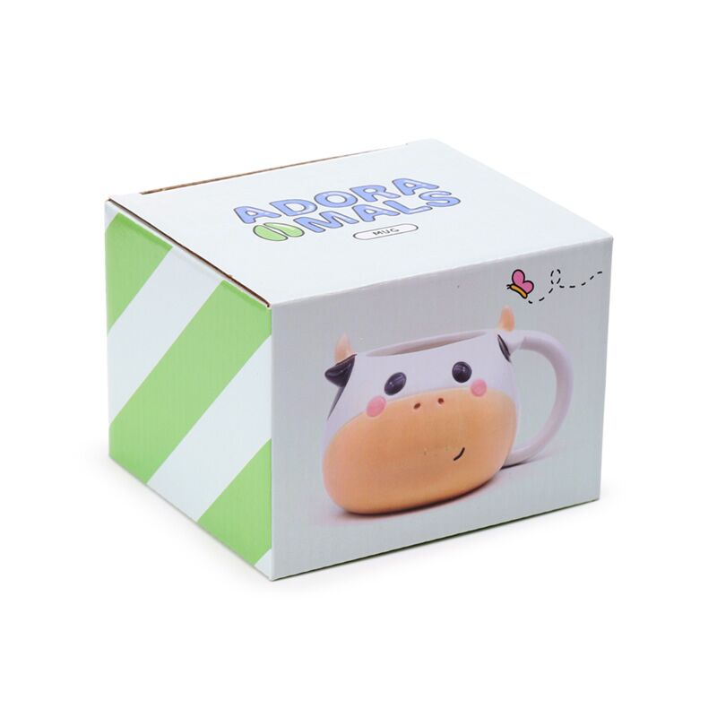 Tazza di ceramica formata da mucca bianca nera