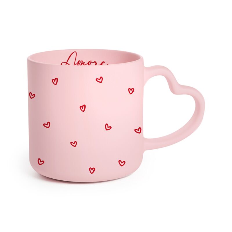 Taza de porcelana con asa en forma de corazón Amore