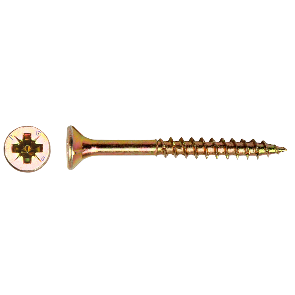Pgb-europa pgb-sujetadores | tornillo para aglomerado fzk-z ø 5,00x80 zn amarillo | 200 piezas pgwvzg002005000802