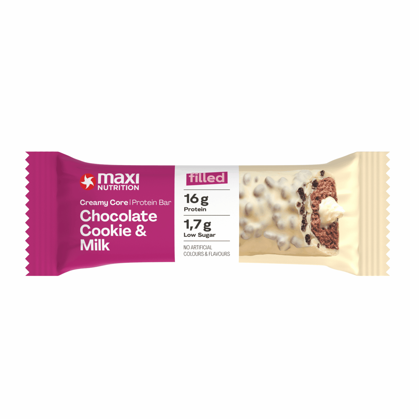Maxi nutrición maxinutrition barra proteica de núcleo cremoso galleta de chocolate con leche (12x 45g)