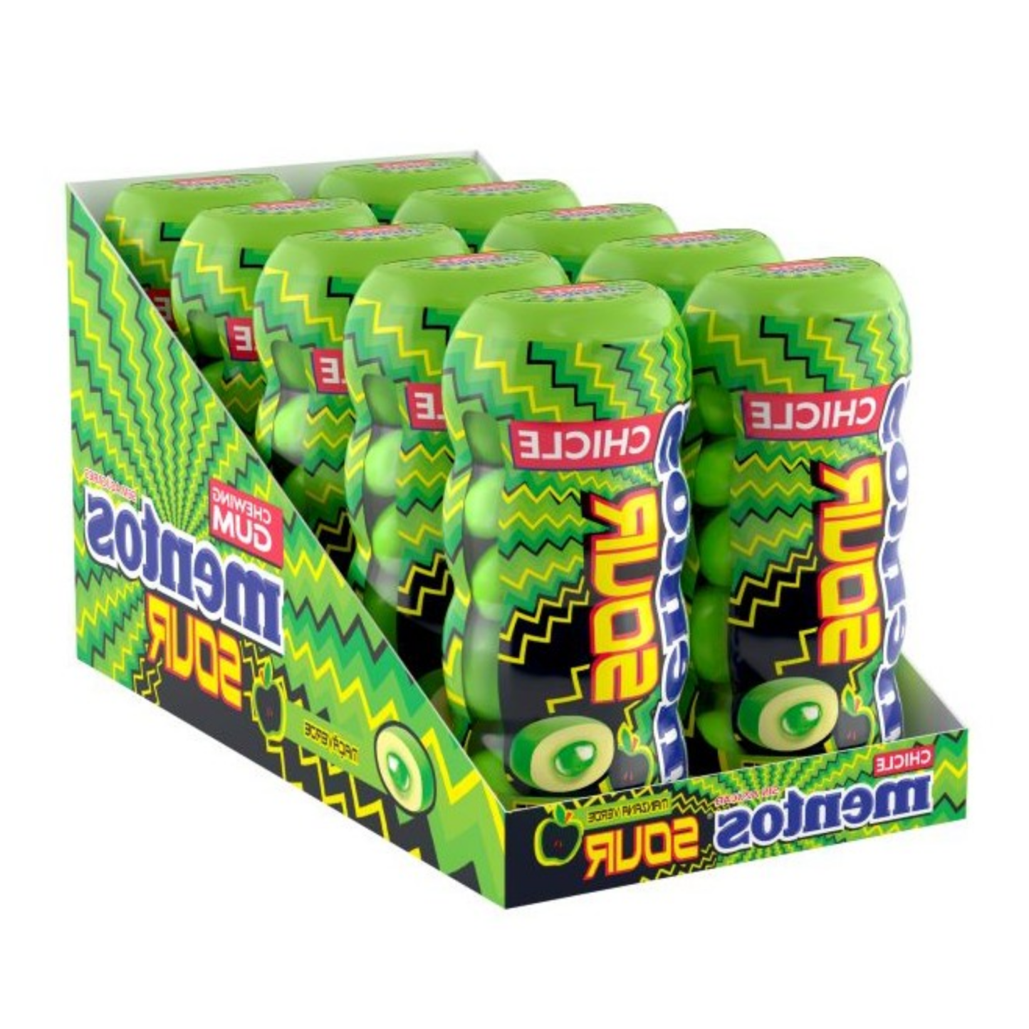 Barattolo di mela verde acida Mentos Gum (10x 28 pezzi)