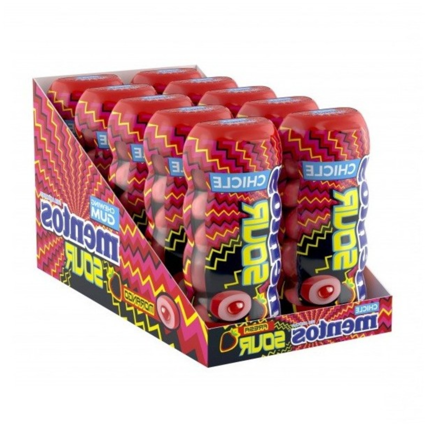 Maceta de fresa agria con goma Mentos (10x 28 piezas)