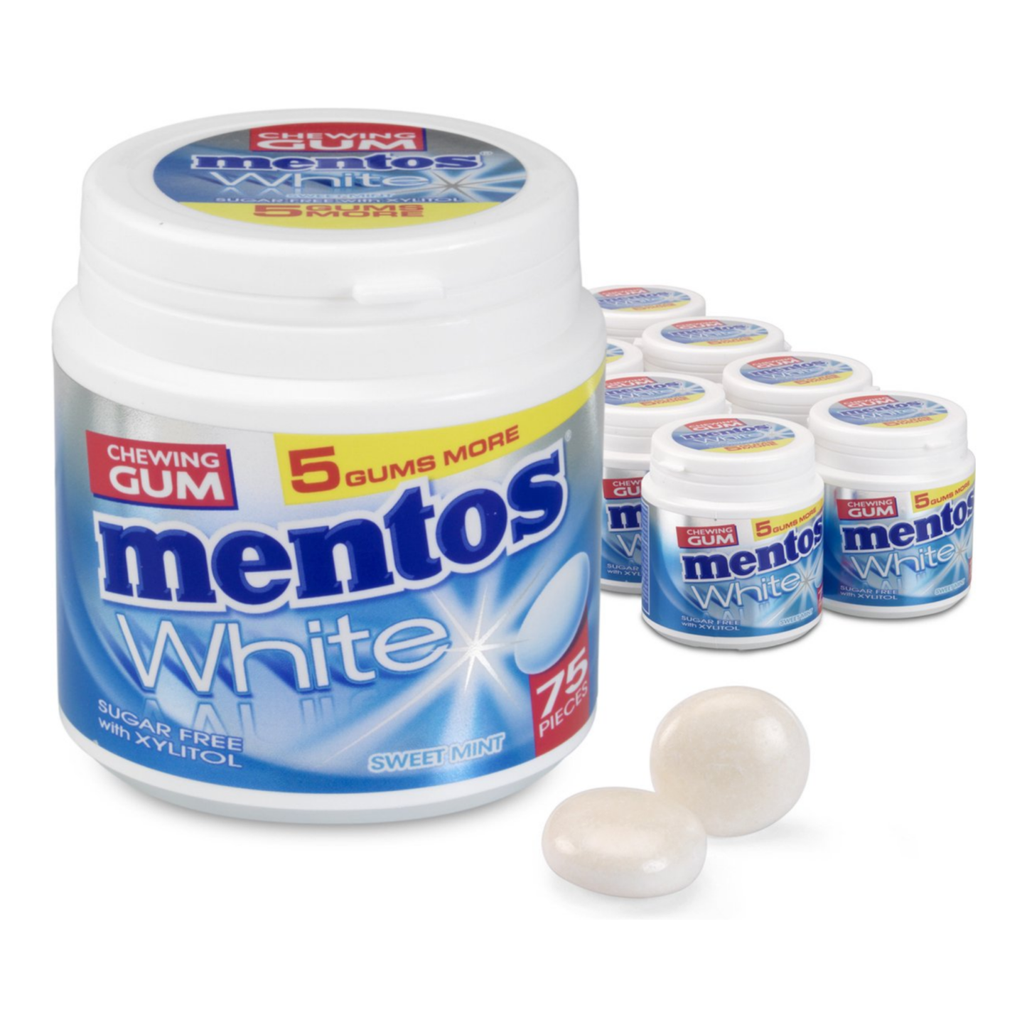 Mentos chicle blanco menta botella (8x 75 piezas)