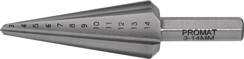 Broca escalonada Promat tecwerk | rango de perforación 3-14 mm | longitud total hss 58 mm | número de cortes 2 - 4000862031