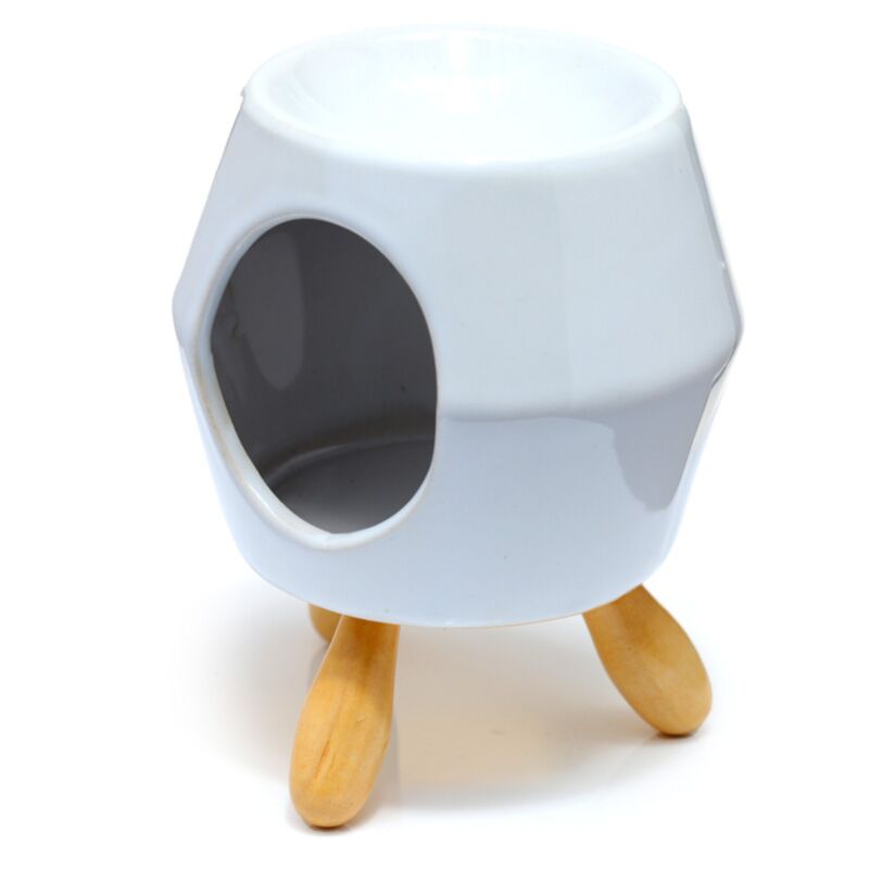 Burner di profumo in ceramica astratta bianca con piede