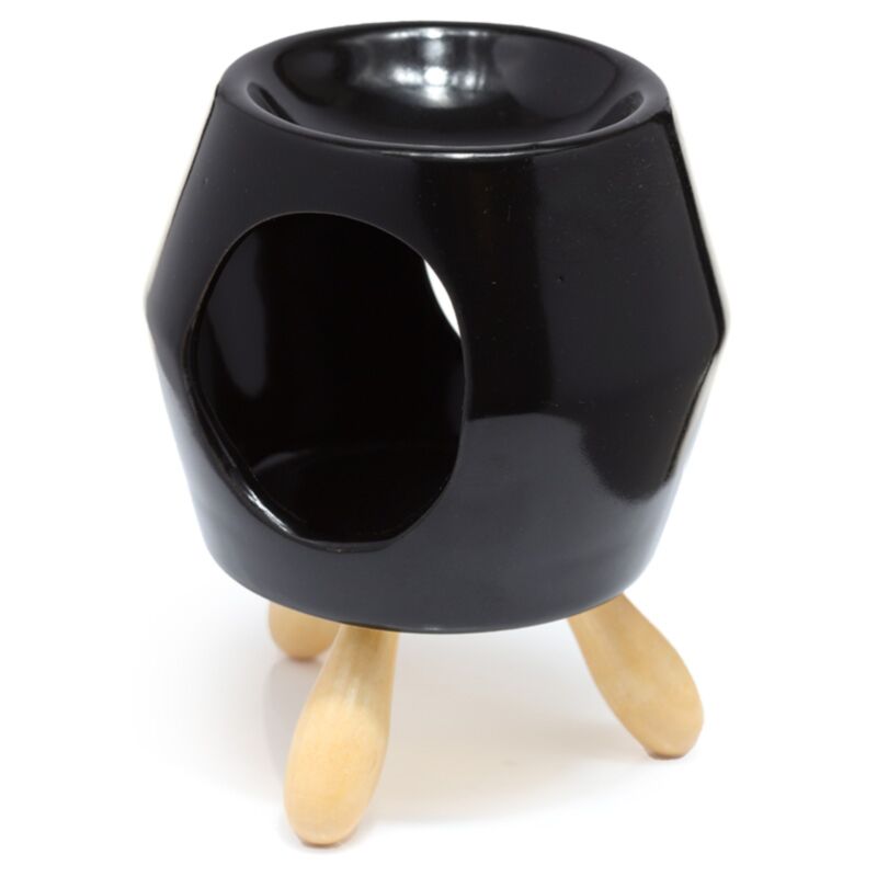 Granilla de aroma de cerámica abstracta negra con pie