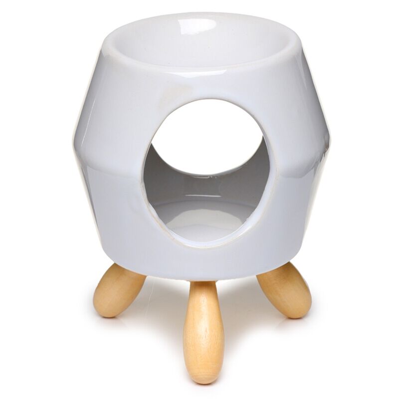 Bruffer di profumo in ceramica bianca astratto con piede