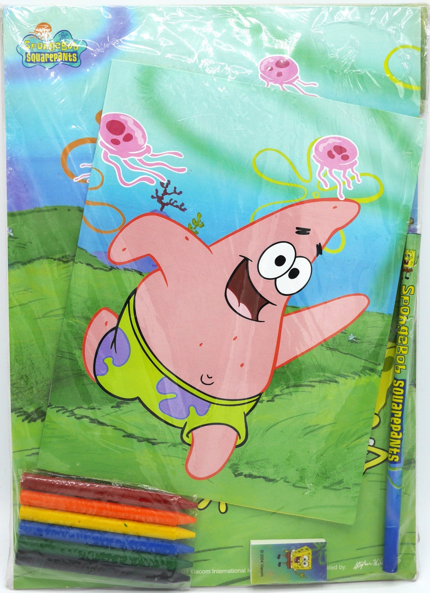 Van der Doelen Sponge Bob Bumber Pack con SchetBoek, scrittura, matita, gomma e gesso a colori