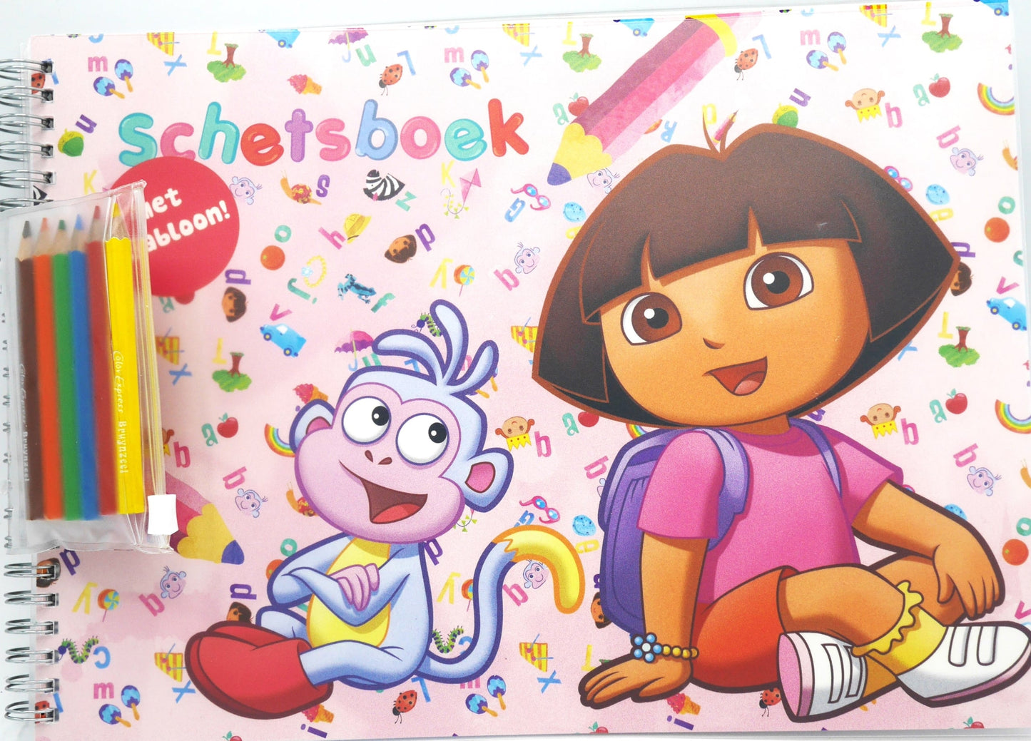 Bongers Toys Dora e Diego Sketchbook con 6 matite colorate e modello di disegno
